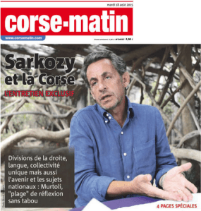 An exclusive interview with Nicolas Sarkozy. Credit: Corse Matin