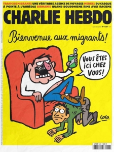 The cover of a recent edition of Charlie Hebdo. It reads: 